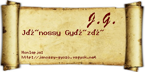 Jánossy Győző névjegykártya