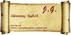 Jánossy Győző névjegykártya